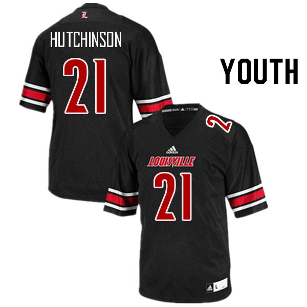 Youth #21 D'Angelo Hutchinson Louisville Cardinals College Football Jerseys Stitched Sale-Black - Click Image to Close